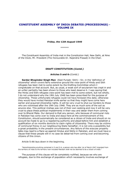 Constituent Assembly of India Debates (Proceedings) - Volume Ix