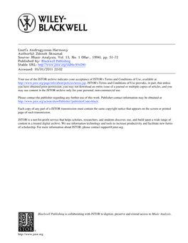 Liszt's And;Ogynous Ha;Mony Autho;(S): Zdenek Skoumal Sou;Ce: Music Analysis, Vol. 13, No. 1 (Ma;., 1994), Pp. 51-72 Published B