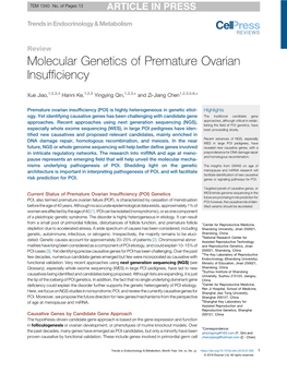Molecular Genetics of Premature Ovarian Insufficiency
