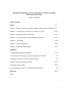 1 the Recent History of City University London, 1978-2008