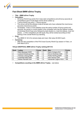 Fact Sheet BMW Xdrive Trophy