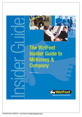 The Wetfeet Insider Guide to Mckinsey & Company