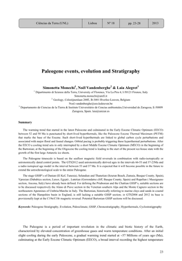 Paleogene Events, Evolution and Stratigraphy