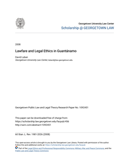 Lawfare and Legal Ethics in Guantánamo