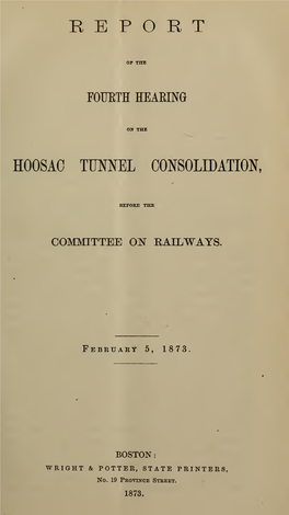 Hearing on the Hoosac Tunnel Consolidation, Before The