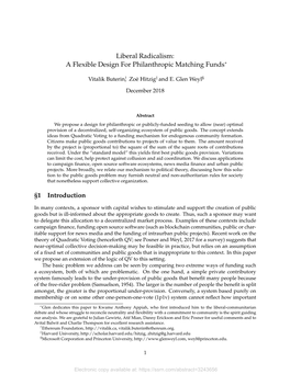 Liberal Radicalism: a Flexible Design for Philanthropic Matching Funds∗