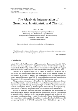 The Algebraic Interpretation of Quantifiers