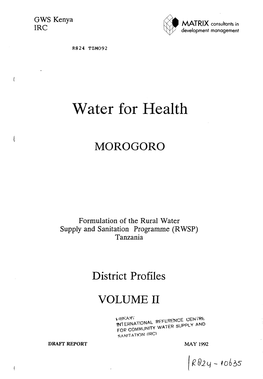 Water for Health MOROGORO