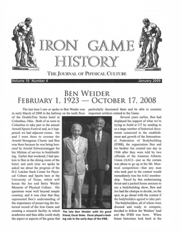 Ben Weider, February 1, 1923–October 17, 2008