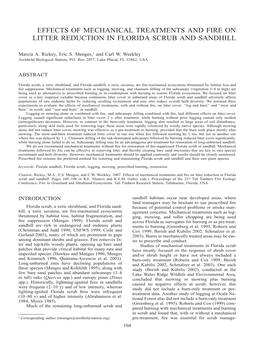 Effects of Mechanical Treatments and Fire on Litter Reduction in Florida Scrub and Sandhill