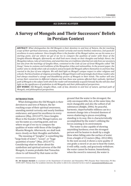 A Survey of Mongols and Their Successors' Beliefs in Persian Context