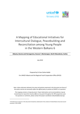 A Mapping of Educational Initiatives for Intercultural Dialogue, Peacebuilding and Reconciliation Among Young People in the Western Balkans 6