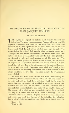 The Problem of Eternal Punishment in Jean Jacques Rousseau