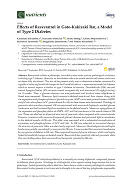 Effects of Resveratrol in Goto-Kakizaki Rat, a Model of Type