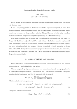 Integrand Reduction Via Groebner Basis