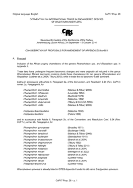 Proposal for Amendment of Appendix I Or II for CITES Cop16