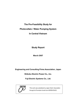 The Pre-Feasibility Study for Photovoltaic / Water Pumping
