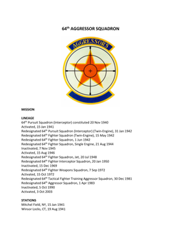 64Th AGGRESSOR SQUADRON