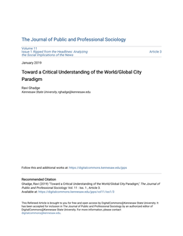 Toward a Critical Understanding of the World/Global City Paradigm