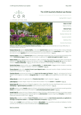 The 1COR Quarterly Medical Law Review Updates and Analysis of the Latest Legal Developments Spring 2020 | Issue 5