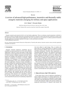 A Review of Advanced High Performance, Insensitive and Thermally Stable Energetic Materials Emerging for Military and Space Applications
