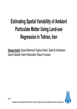 Estimating Spatial Variability of Ambient Particulate Matter Using Land-Use Regression in Tehran, Iran