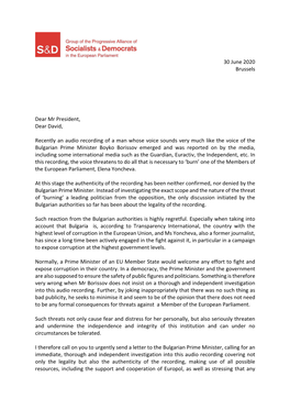 Urgent Letter to President Sassoli Bulgaria Final