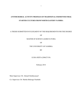 Antimicrobial Activity Profiles of Traditional Fermented Milk