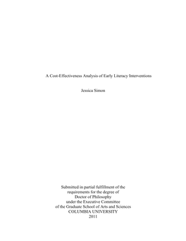 A Cost-Effectiveness Analysis of Early Literacy Interventions Jessica