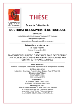 Doctorat De L'université De Toulouse