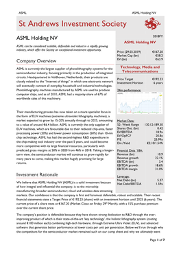 Stake of ASML Holding