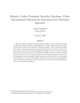 Public Administrative Records for Individual Level Mortality Research