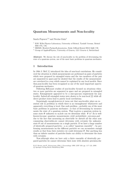 Quantum Measurements and Non-Locality