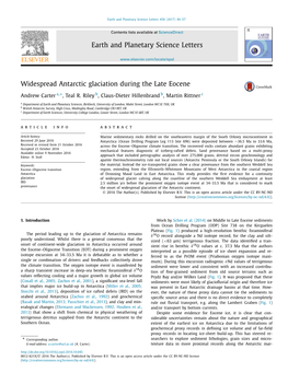 Widespread Antarctic Glaciation During the Late Eocene ∗ Andrew Carter A, , Teal R