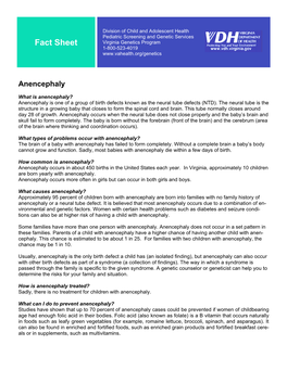 Fact Sheet Anencephaly