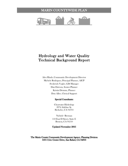 Hydrology and Water Quality Technical Background Report