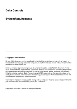 Delta Controls Systemrequirements