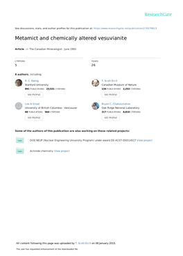 Metamict and Chemically Altered Vesuvianite