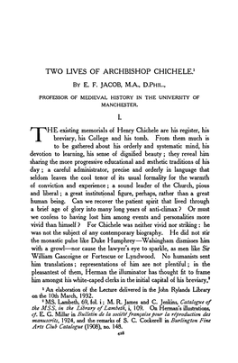 Two Lives of Archbishop Chichele.'