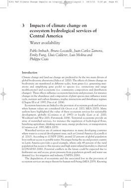 Impacts of Climate Change on Ecosystem Hydrological Services of Central America Water Availability