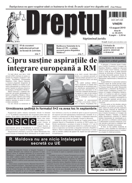 Cipru Susţine Aspiraţiile De Integrare Europeană a RM