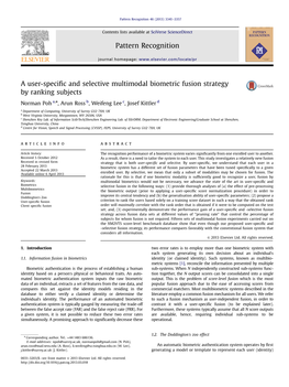 A User-Specific and Selective Multimodal Biometric Fusion Strategy by Ranking Subjects