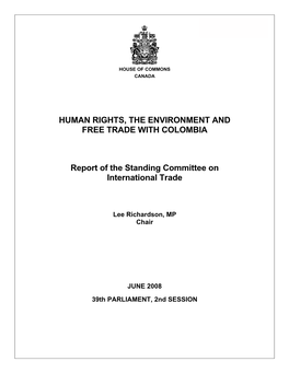 Human Rights, the Environment and Free Trade with Colombia