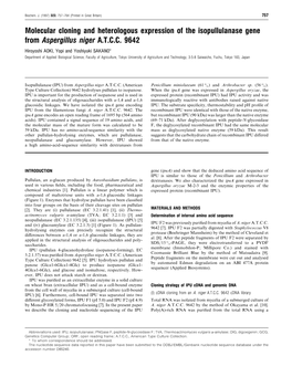 Molecular Cloning and Heterologous Expression of the Isopullulanase Gene from Aspergillus Niger A.T.C.C