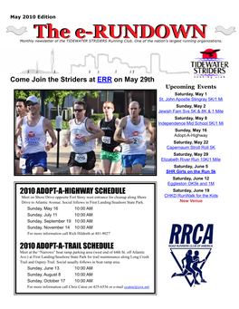 The E-Rundowne-RUNDOWN Monthly Newsletter of the TIDEWATER STRIDERS Running Club