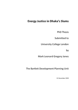 Energy Justice in Dhaka's Slums