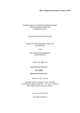 ICSID Case No ARB/01/8