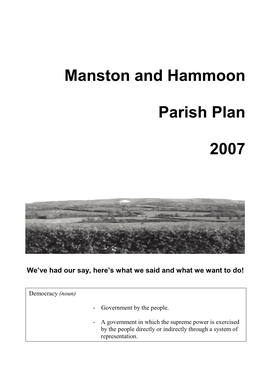 Manston and Hammoon Parish Plan 2007