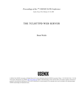 Page 1 Proceedings of the 7Th USENIX Tcl/Tk Conference Austin