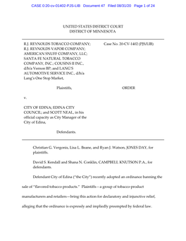 CASE 0:20-Cv-01402-PJS-LIB Document 47 Filed 08/31/20 Page 1 of 24